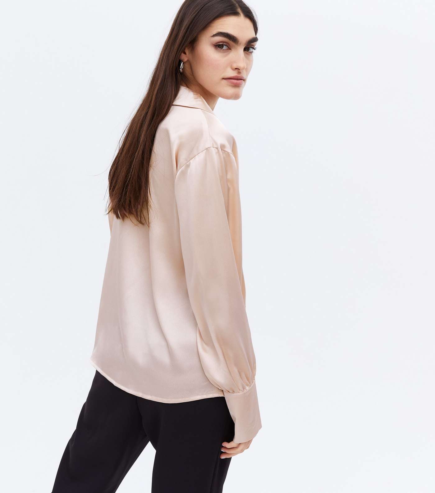 Cameo Rose Pale Pink Satin Cowl Neck Blouse Image 4