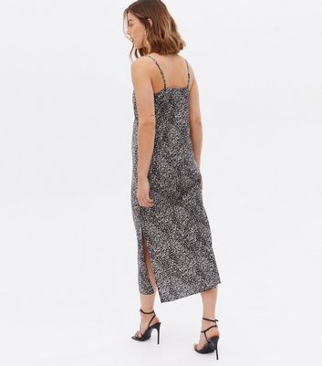 Click to view product details and reviews for Maternity Black Leopard Print Satin Midi Slip Dress New Look.