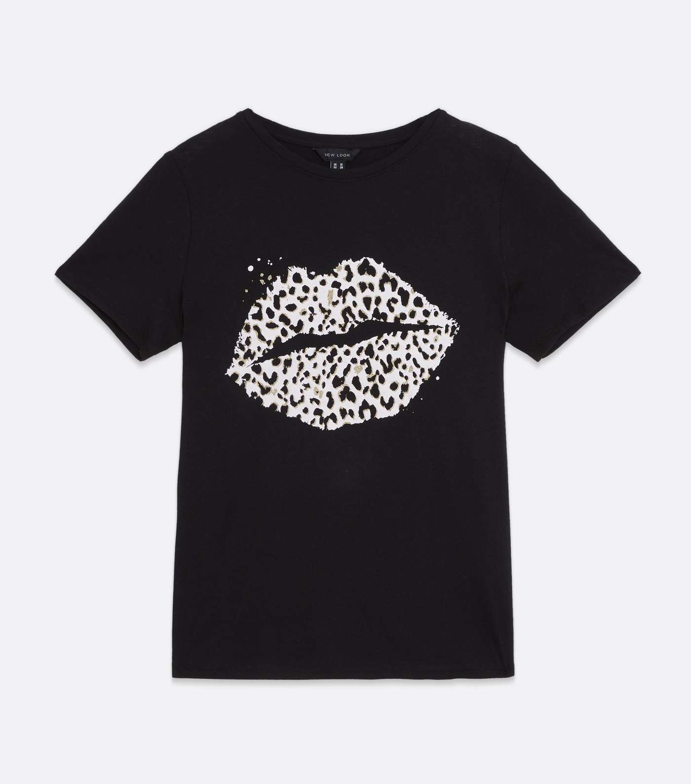 Black Leopard Print Lips T-Shirt Image 5