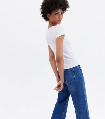 white slash neck t shirt