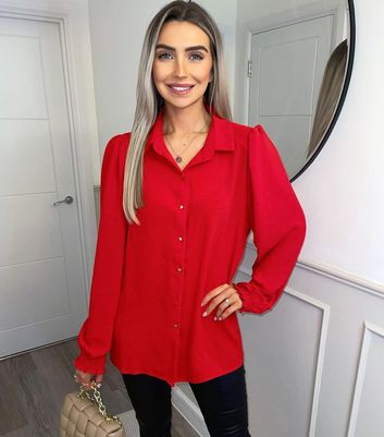 Click to view product details and reviews for Ax Paris Red Button Front Long Shirt New Look.