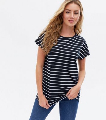 Click to view product details and reviews for Blue Stripe Jersey Short Sleeve T Shirt New Look.