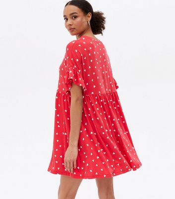 Click to view product details and reviews for Red Heart Jersey Frill Mini Smock Dress New Look.