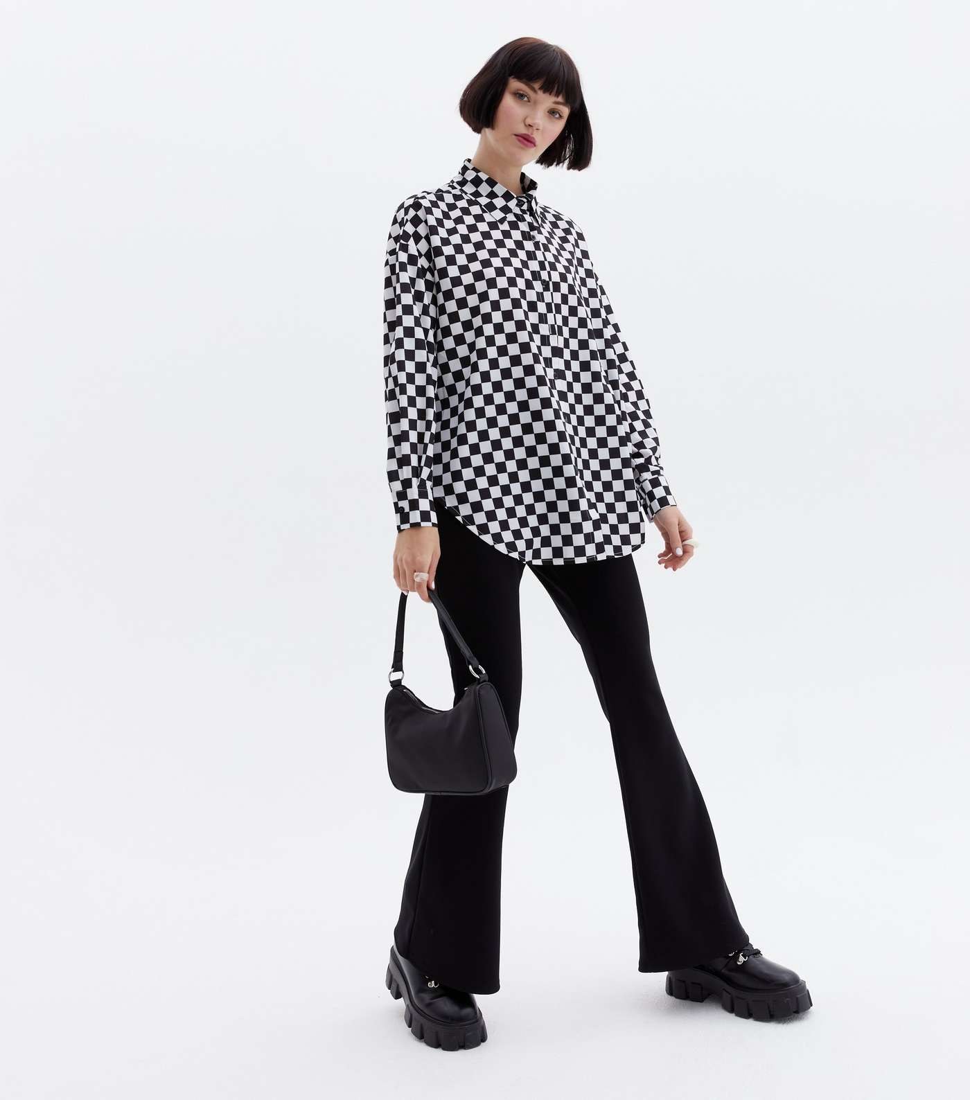 Cameo Rose Black Check Button Front Long Sleeve Shirt Image 2