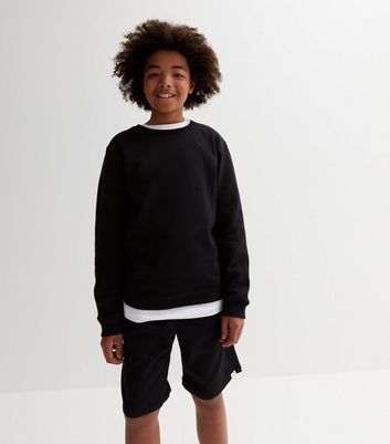 Boys black crew neck sweatshirt sale