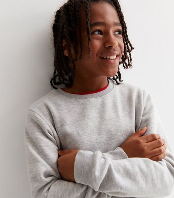 Boys Grey Marl Crew Neck Sweatshirt