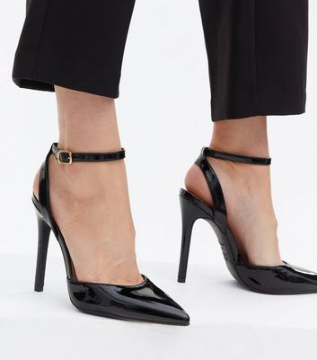 Women's Pointed Toe Slingback Heels Rhinestone Ankle Strap - Temu