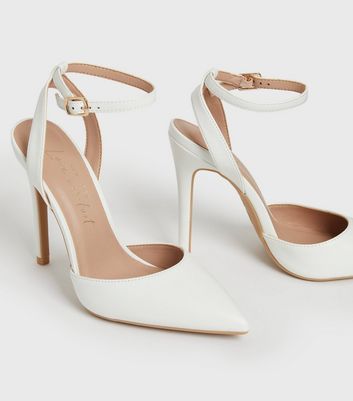 White sales strappy pumps