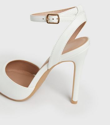 shop for White Strappy Pointed Stiletto Heel Court Shoes New Look Vegan at Shopo