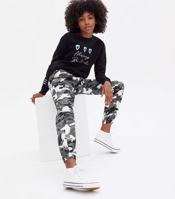 Girls grey cuffed online joggers