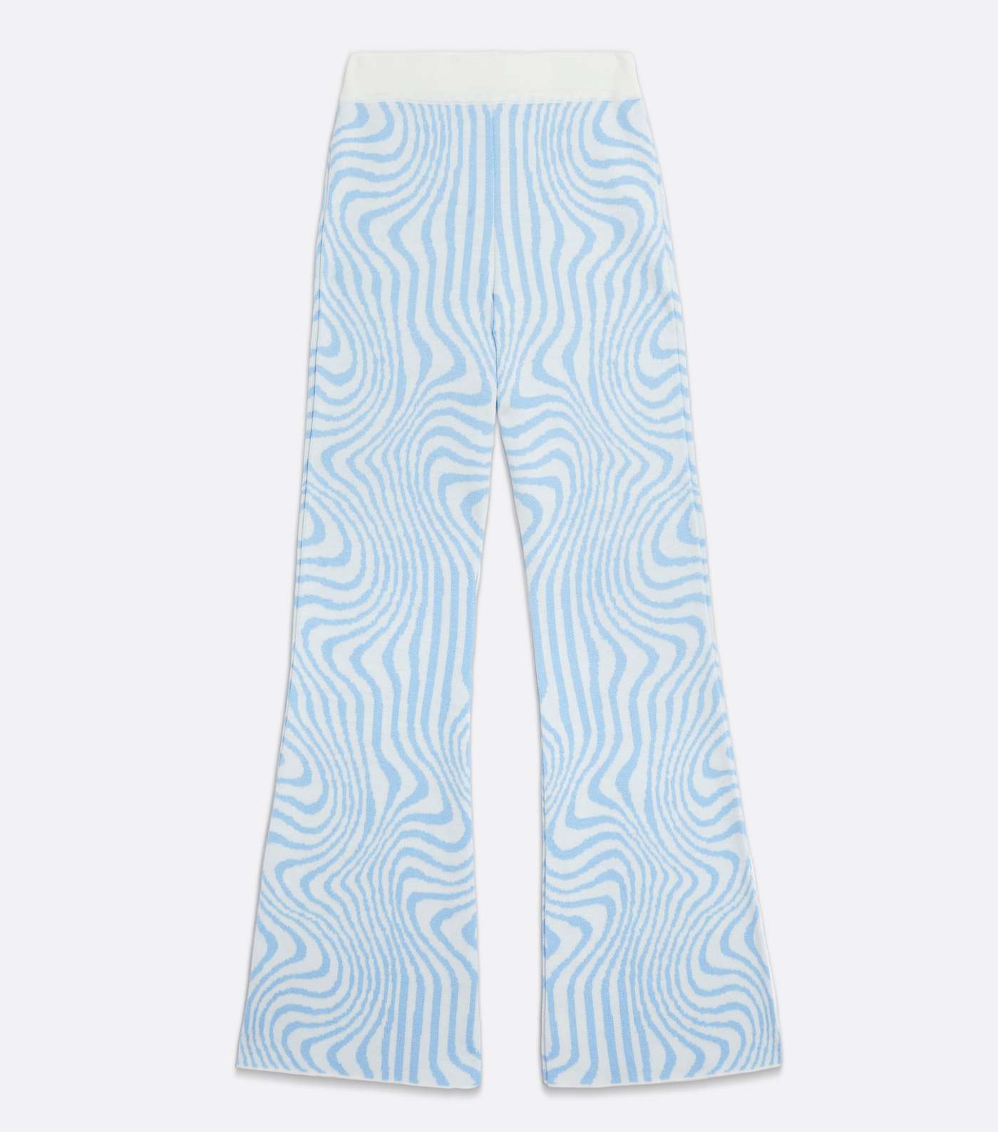 Blue Swirl Knit Flared Trousers Image 5