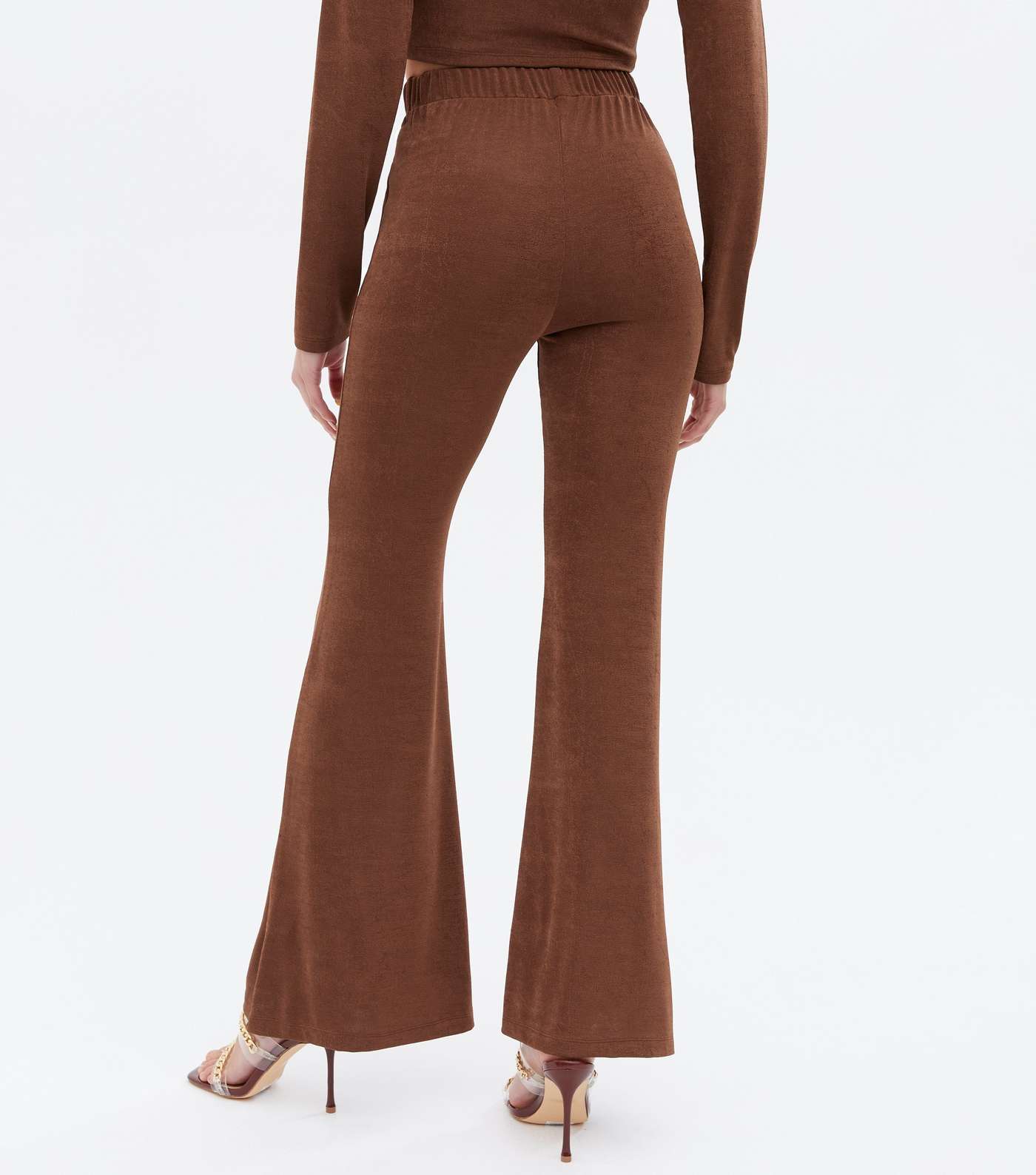 Brown Slinky Flared Trousers Image 4