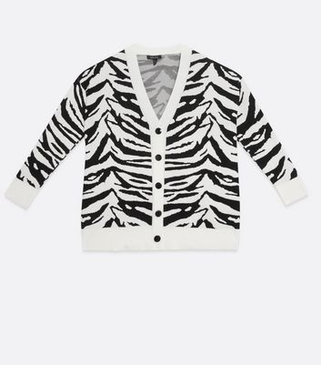 Black Zebra Print Oversized Cardigan 