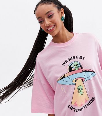 Take a Trip Pink Spaceship Logo T-Shirt | New Look