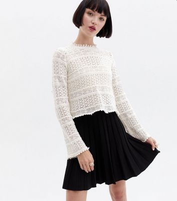 Click to view product details and reviews for Cream Crochet Knit Crop Jumper New Look.