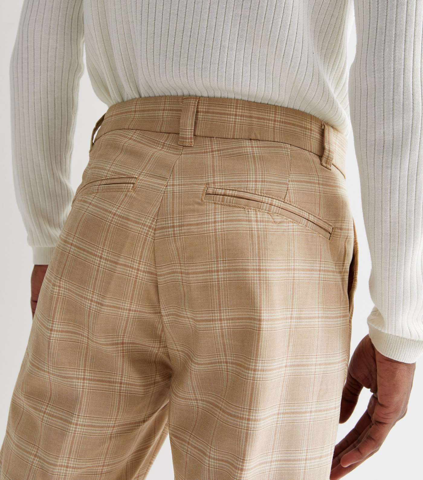 Brown Check Tapered Skinny Trousers Image 3