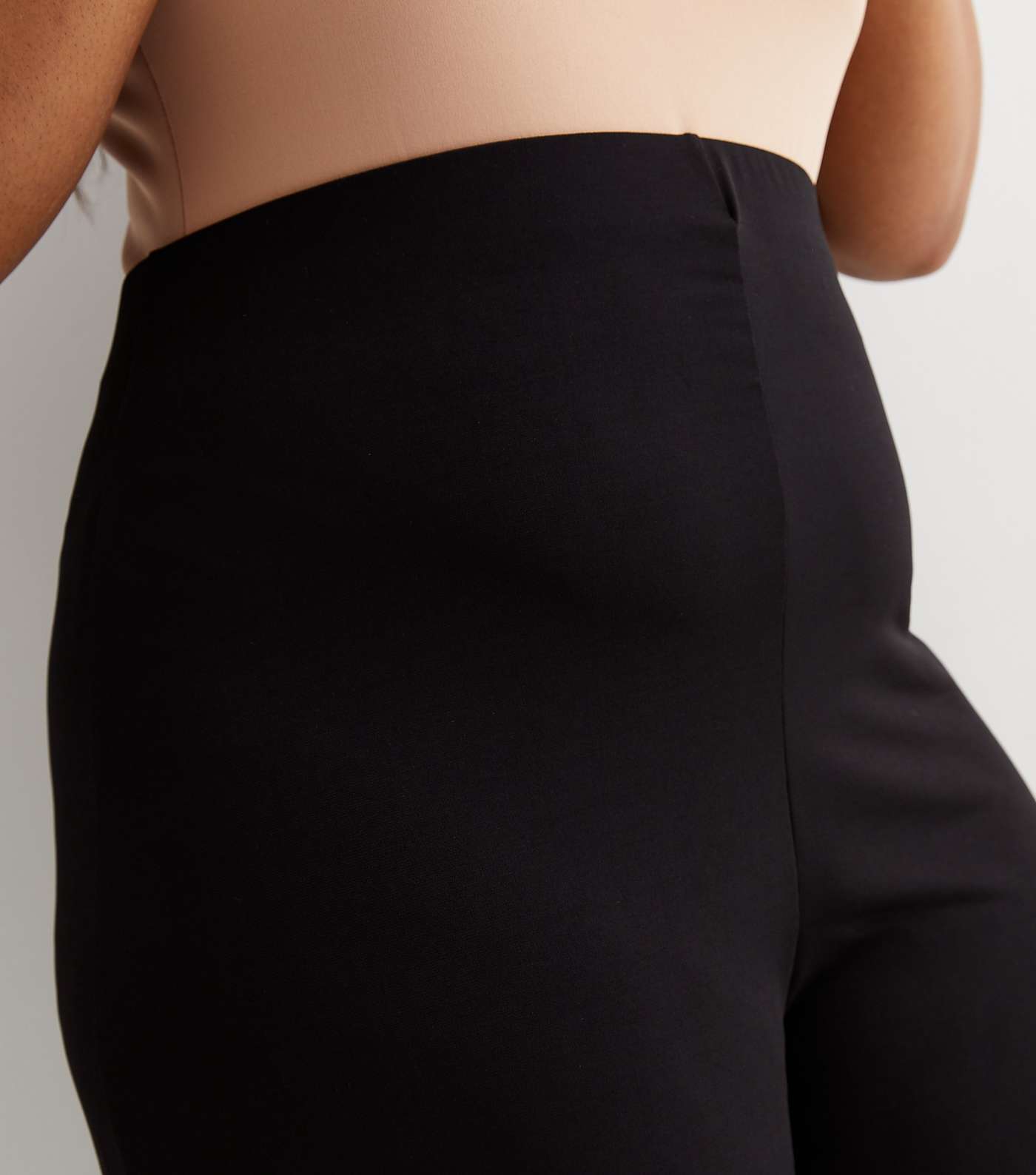 Curves Black Jersey Wide Leg Trousers Image 3