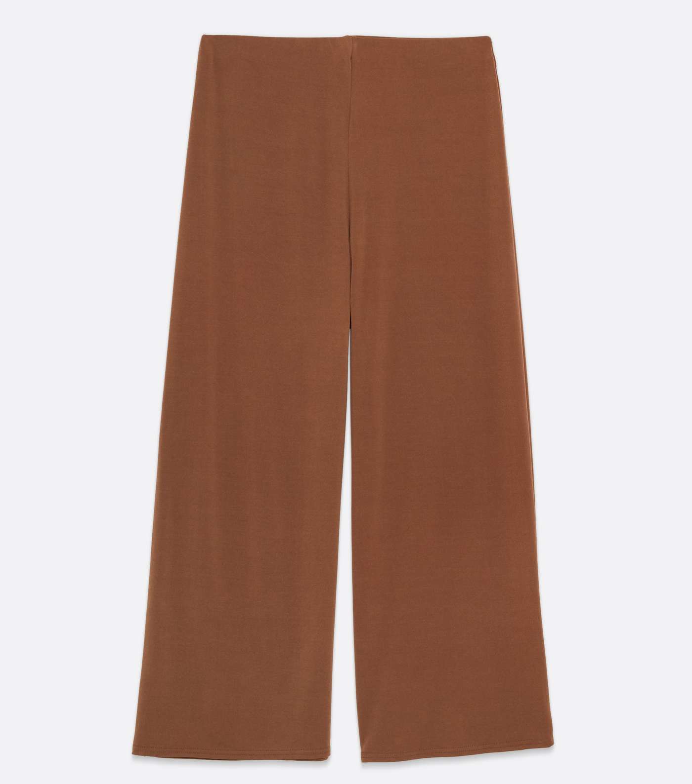 Curves Brown Jersey Wide Leg Trousers Image 5