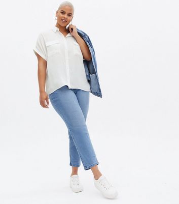 Click to view product details and reviews for Curves Off White Double Pocket Short Sleeve Shirt New Look.