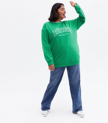 Click to view product details and reviews for Curves Green East Coast Varsity Logo Sweatshirt New Look.