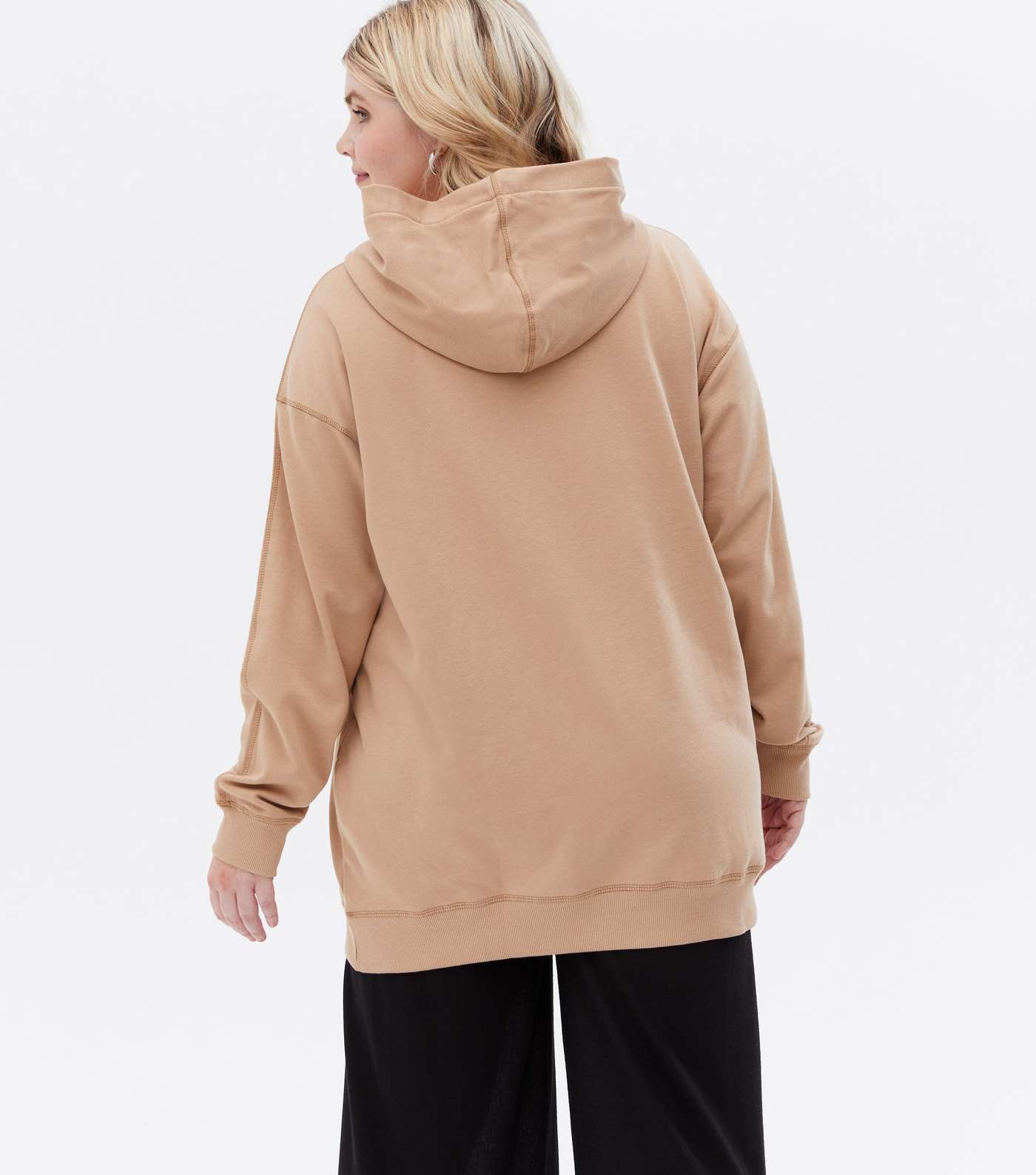Curves Camel Jersey Oversized Hoodie Image 4