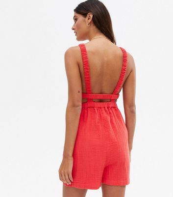 Damen Bekleidung Red Cut Out Side Backless Playsuit