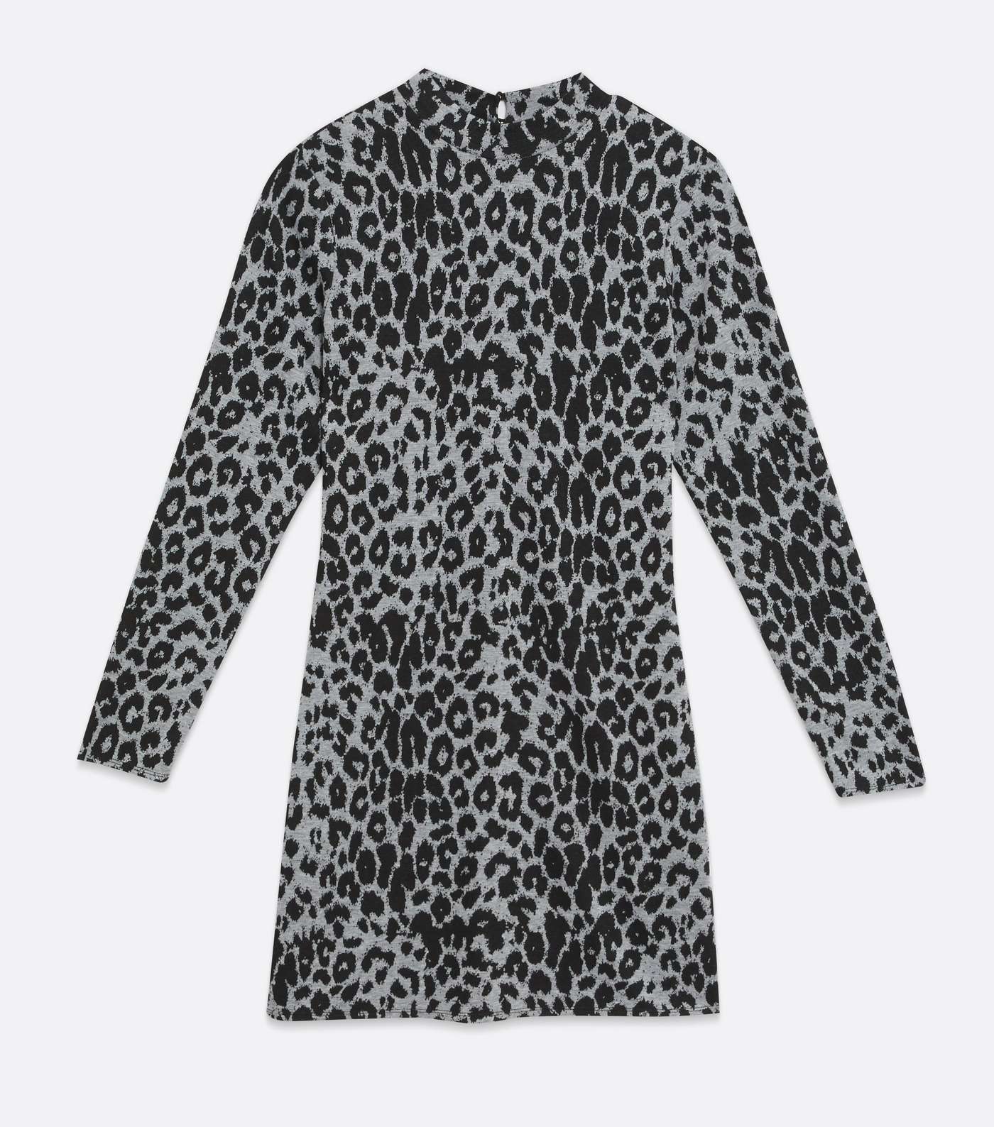 Light Grey Jacquard Leopard Print High Neck Tunic Dress Image 5