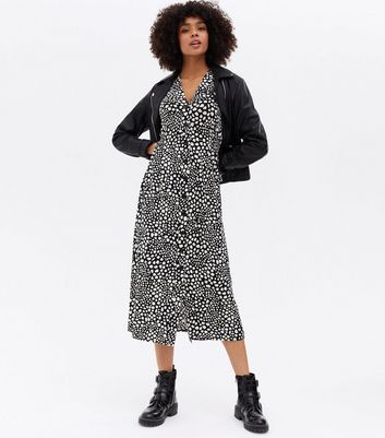 shirred animal print dress