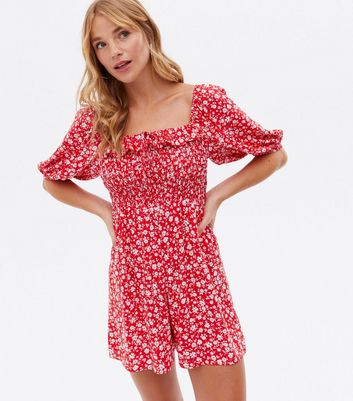 Red frill playsuit Clearance