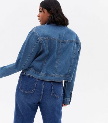Damen Bekleidung Urban Bliss Curves Blue Denim Crop Jacket