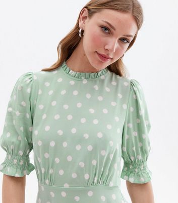 new look green spot dress