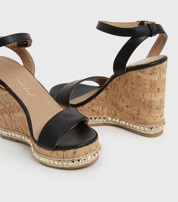 Black wedges 2024 with cork heel