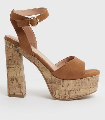 Tan platform shop heeled sandals