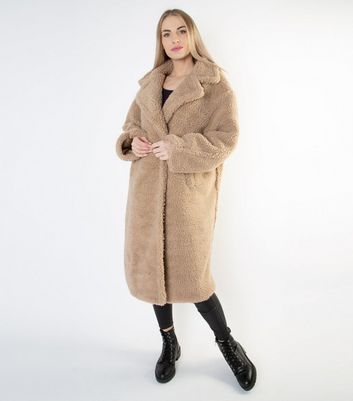 camel oversized teddy coat
