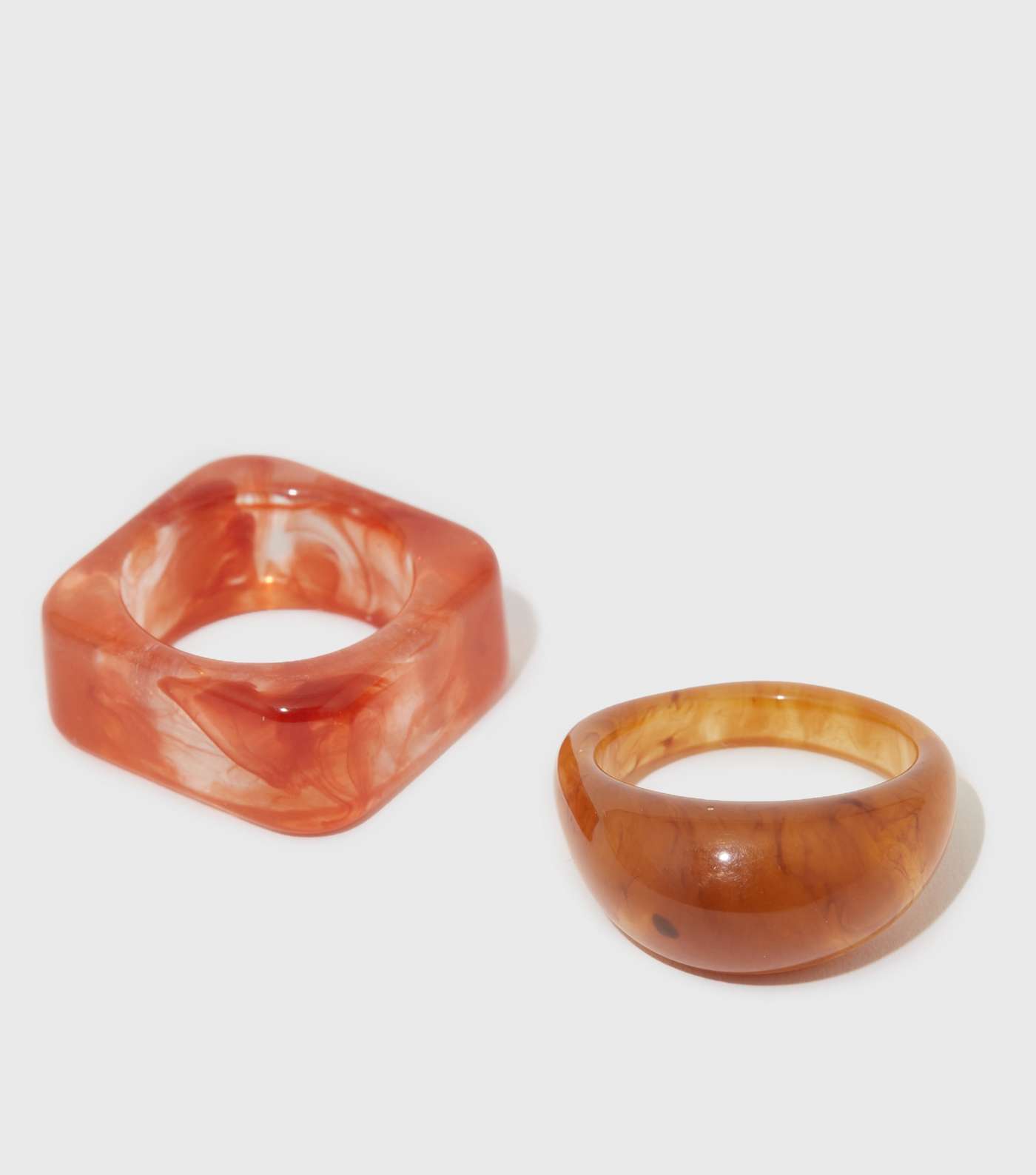 2 Pack Brown Resin Dome and Square Rings