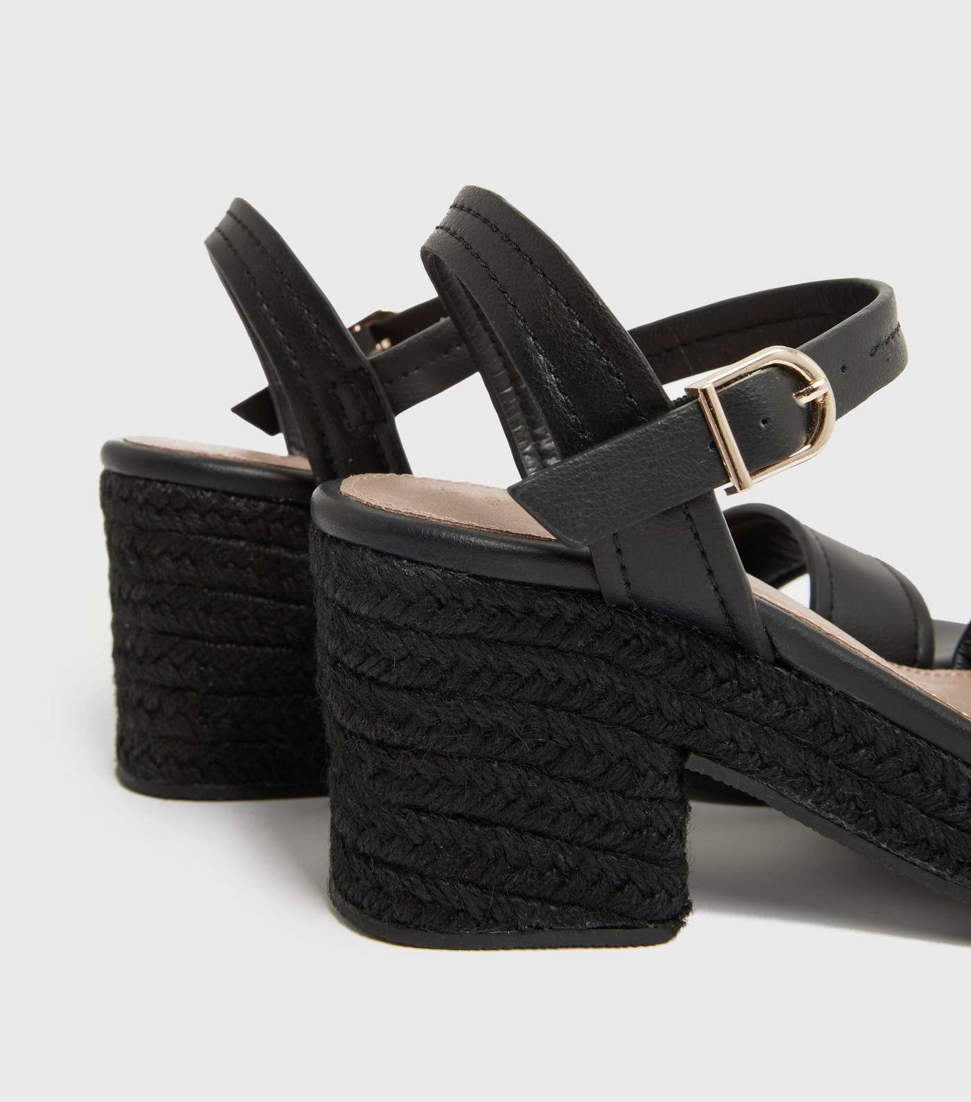 Wide Fit Black Espadrille Block Heel Platform Sandals Image 4