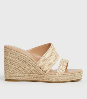 Click to view product details and reviews for Off White Woven Wedge Heel Mules New Look Vegan.