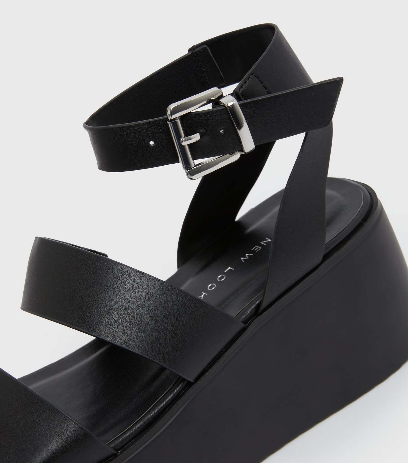 Black Strappy Open Toe Chunky Sandals Image 4