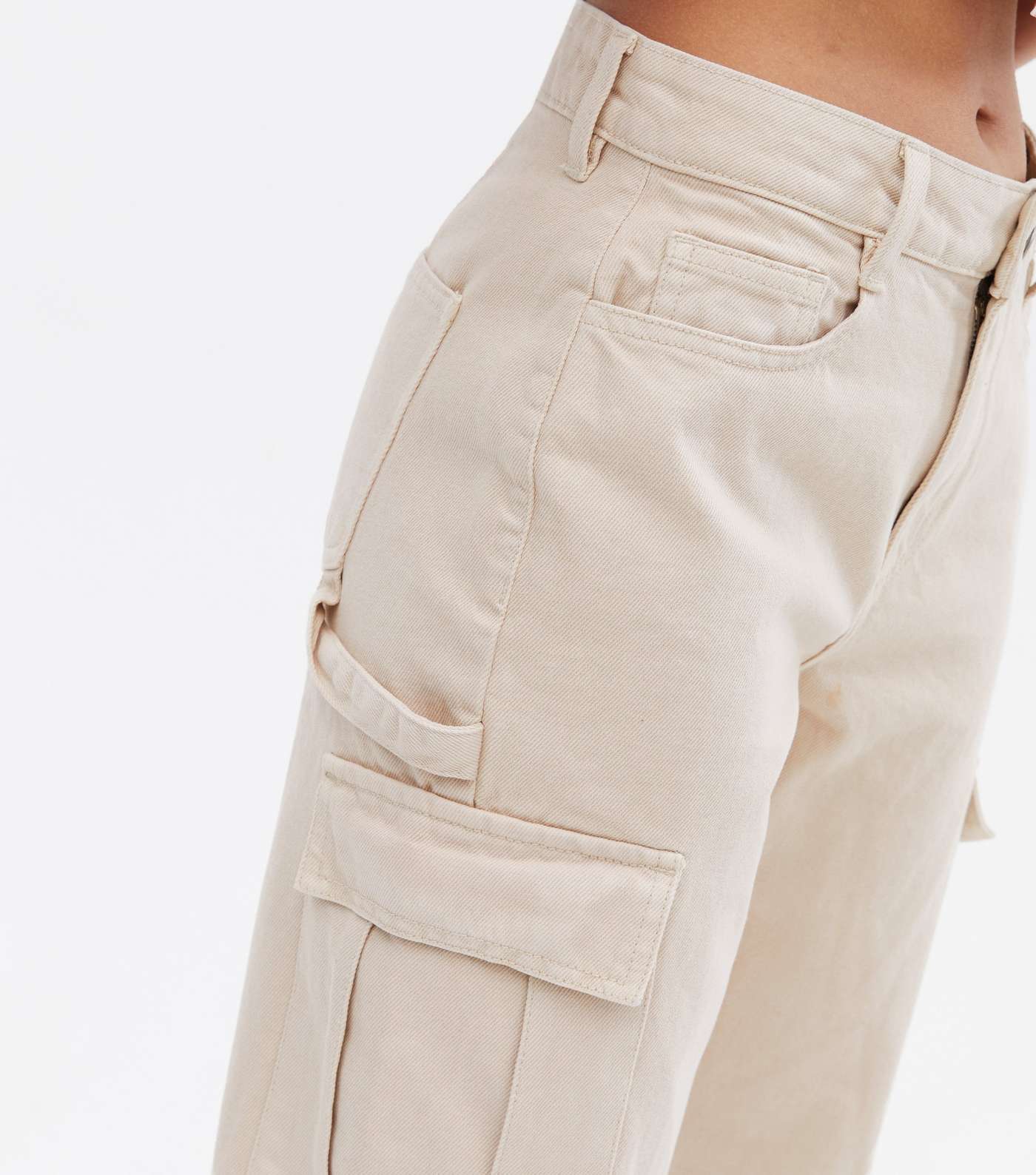 Petite Stone Utility Pocket High Waist Adalae Wide Leg Jeans Image 3