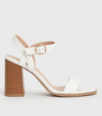 White block heel hot sale sandals new look