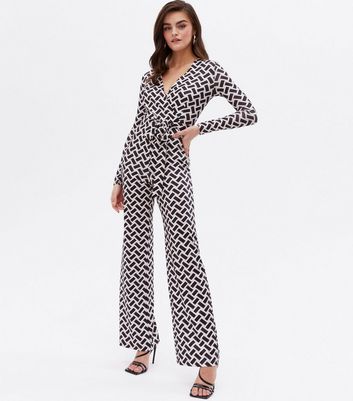 Cameo Rose Geo Wrap Jumpsuit with Tie Waist