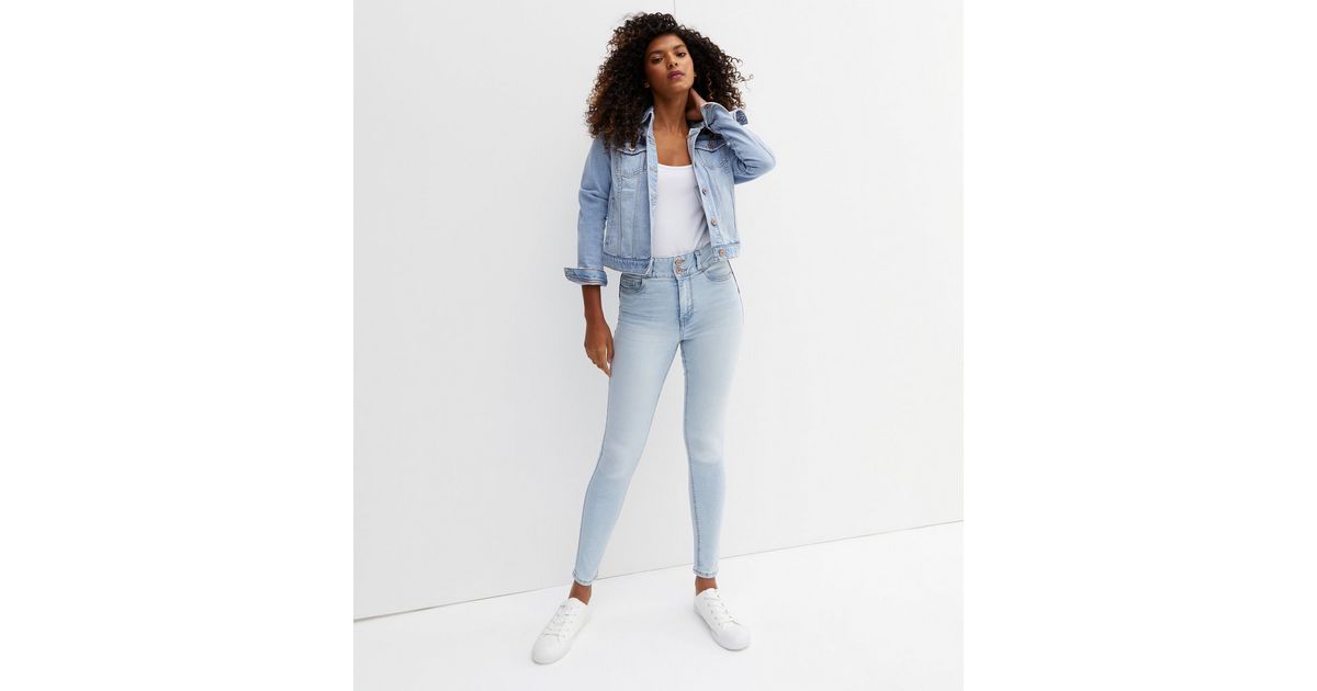 Pale Blue Light Wash Lift & Shape High Waist Yazmin Skinny Jeans | New Look