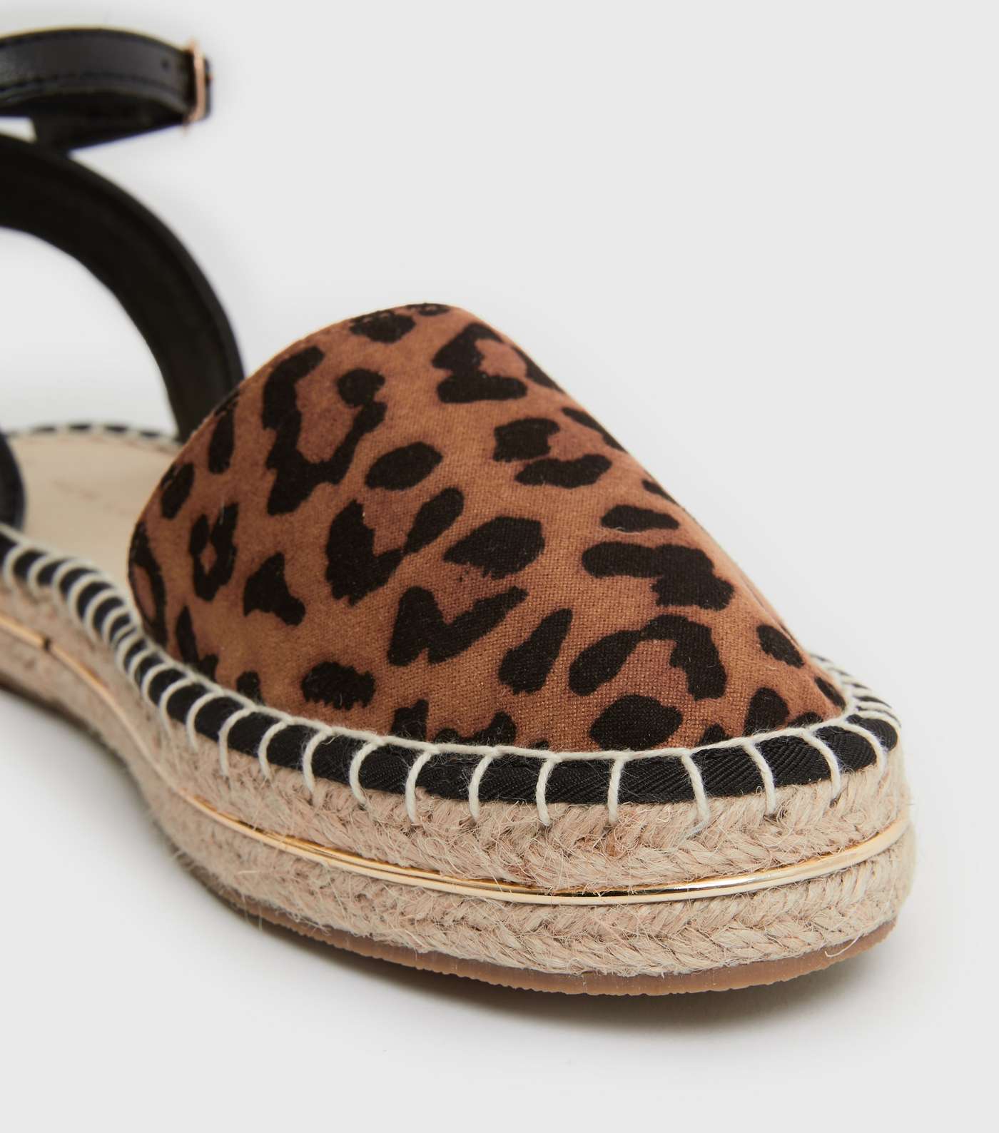 Tan Animal Print Suedette Espadrille Chunky Sandals Image 4