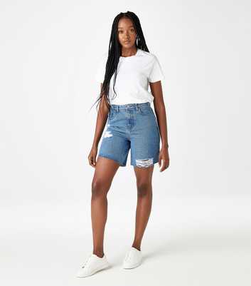 Urban Bliss Blue Denim Ripped High Waist Shorts