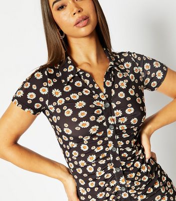 Click to view product details and reviews for Skinnydip Brown Daisy Ruched Mini Shirt Dress New Look.