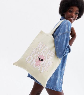 Damen Accessoires Stay Positive Cream Alien Be Okay Logo Tote Bag