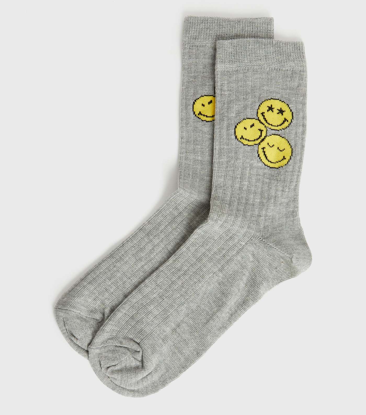 Grey SmileyWorld Ribbed Socks