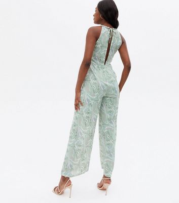 blue halter neck jumpsuit