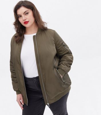 plus size khaki bomber jacket