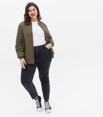Click to view product details and reviews for Curves Khaki Padded Bomber Jacket New Look.